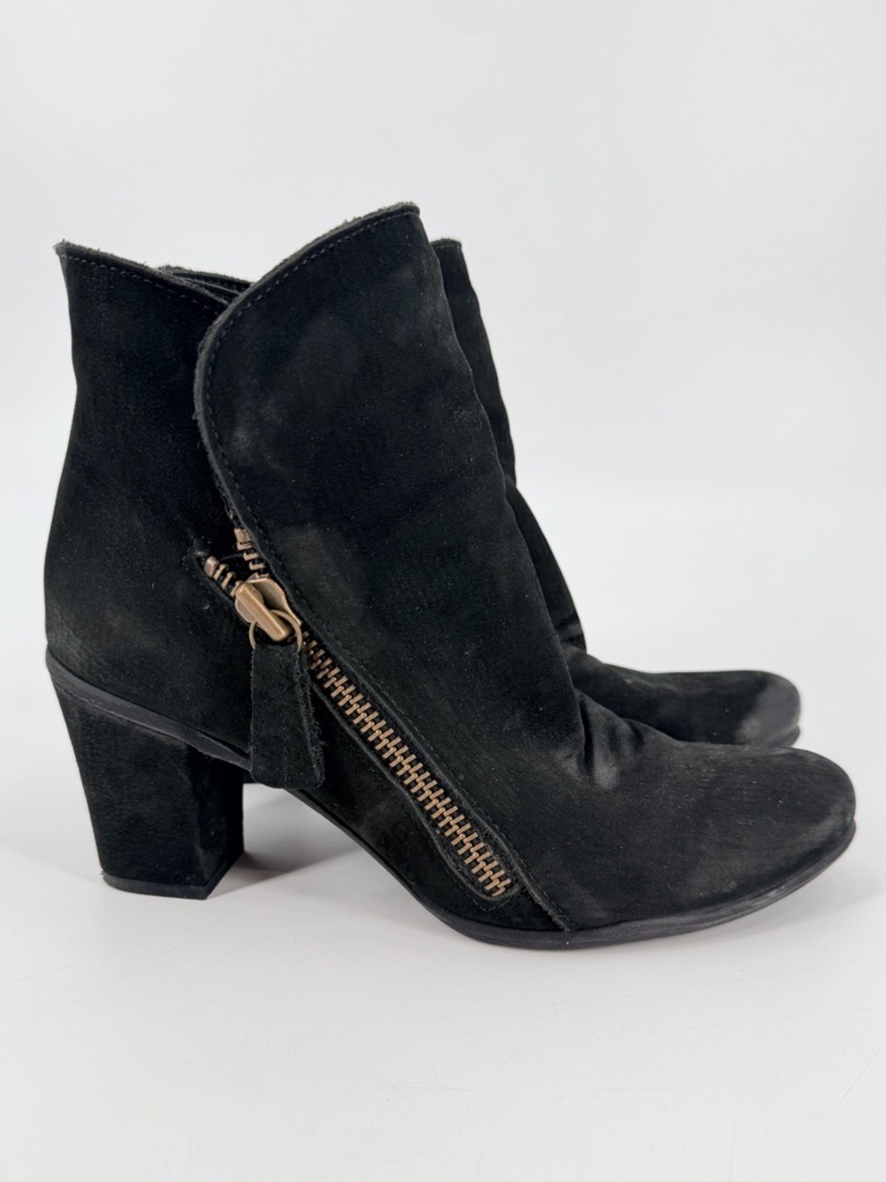 Bueno Black Suede Zipper Heel Boots 38 Steampunk Boho